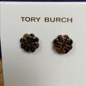 New Tory Burch logo flower resin stud earrings